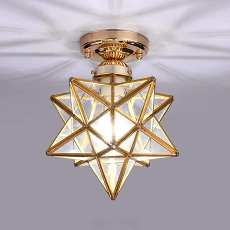 Glass Semi Flush Mount Lighting Vintage Style Shaded Aisle Semi Mount Lighting
