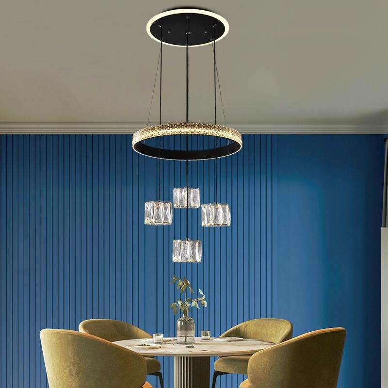 Nordic Crystal Chandelier Geometric 5 Lights Chandelier Pendant for Living Room