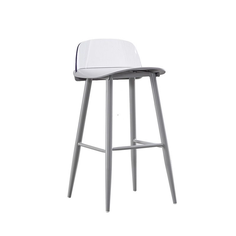 Indoor Glam Low Back Bar Stool Armless Metal and Plastic Bar Stool
