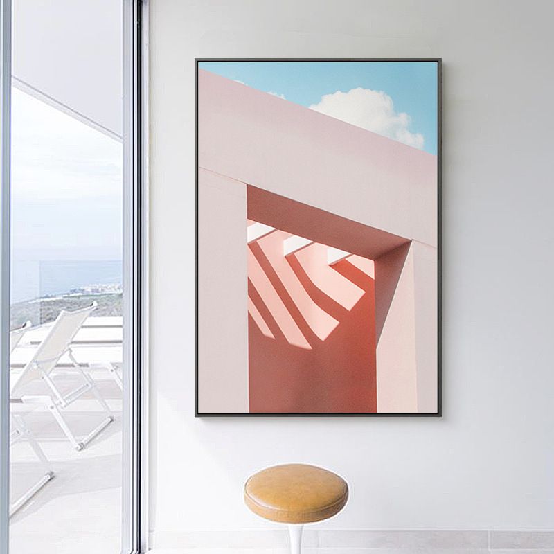 Outdoor Building Painting Nordic Style Canvas Wall Art Print, Multiple Sizes Options