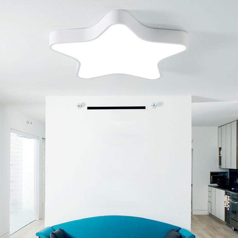Pentagram Shape LED Ceiling Lamp Macaroon Modern Iron 1 Light Flush Mount for Bedroom