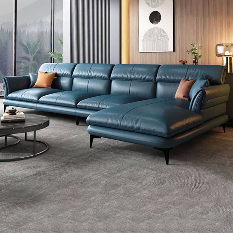 Modern Cushions Flared Arm Seating Living Room Faux Leather Stationary Sofa