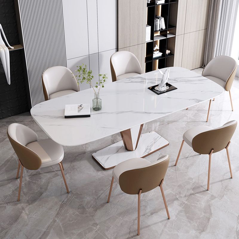Modern Sintered Stone Dining Table Set 1/2/3/5/7 Pieces Dining Set with Pedestal Base