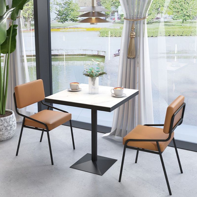Sintered Stone Dining Table Industrial Square Dining Table with Metal Base