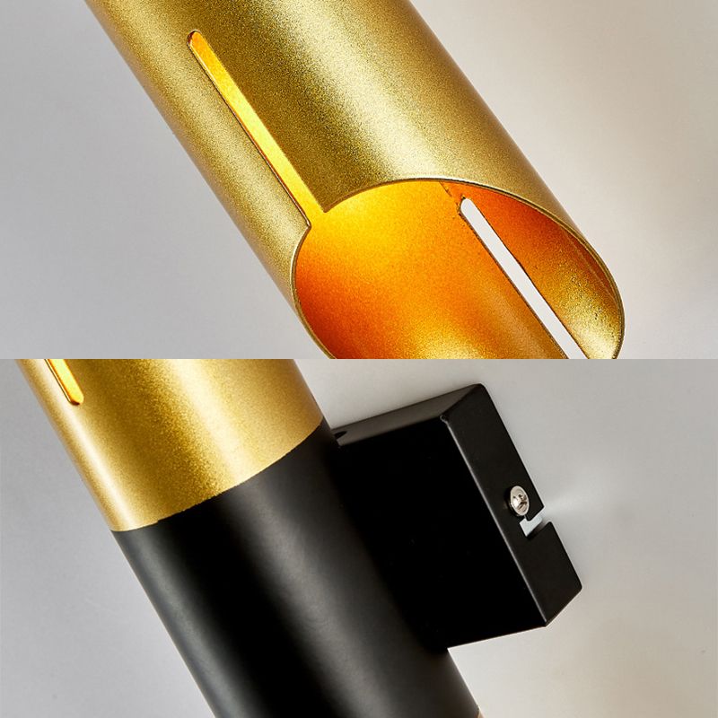 Frosted Gold Post-modern Style Wall Lamp 14" H Tube Shaped Metal Sconce Lights for Aisle Corridor