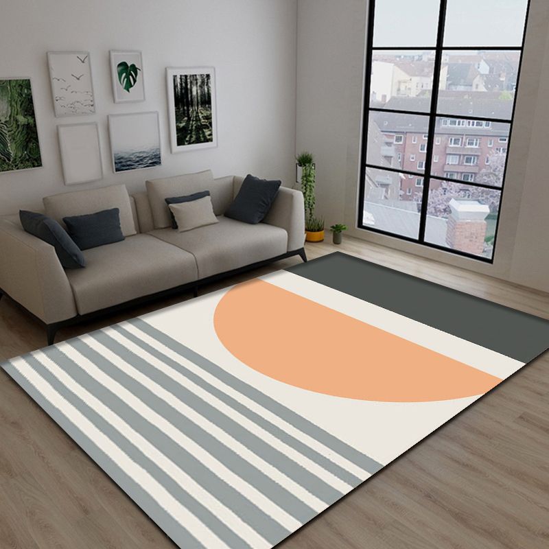 Multi-Color Decoration Indoor Rug Novelty Striped Pattern Rug Synthetics Machine Washable Non-Slip Backing Rug