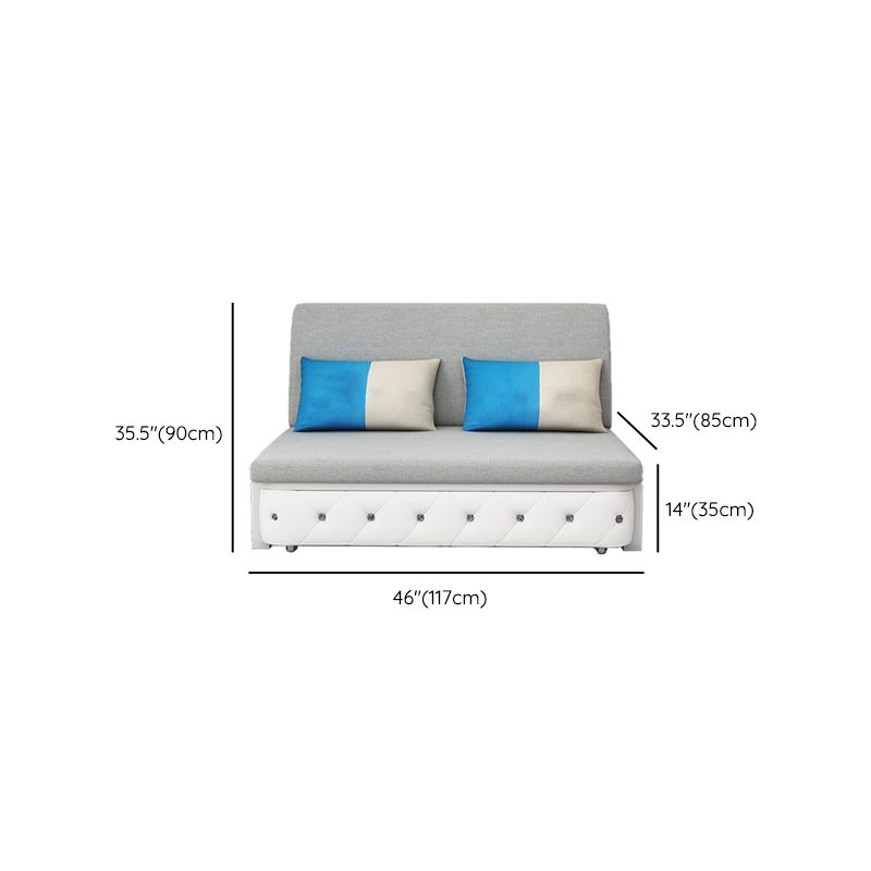 Gray Linen Sleeper Sofa 33.46" Wide Armless Sofa Bed with Upholstered