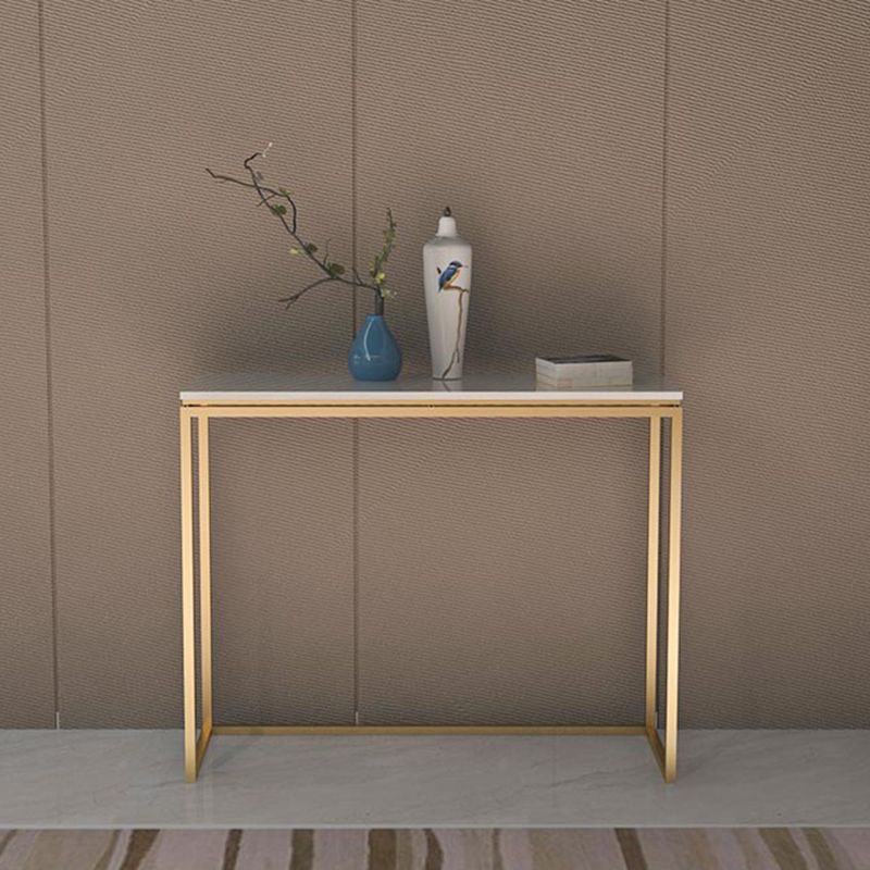 Glam Rectangle Console Table with White Marble Sofa Table,30"