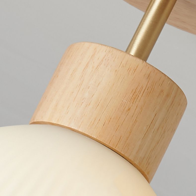 Contemporary Beige/Brown Flush Mount Lighting Wooden Ceiling Light for Bedroom