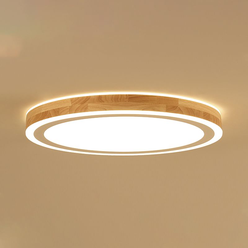 Kit de plafonnier LED en bois naturel, éclairage rond Super fin de 12/15 pouces de diamètre, de Style nordique, pour chambre à coucher