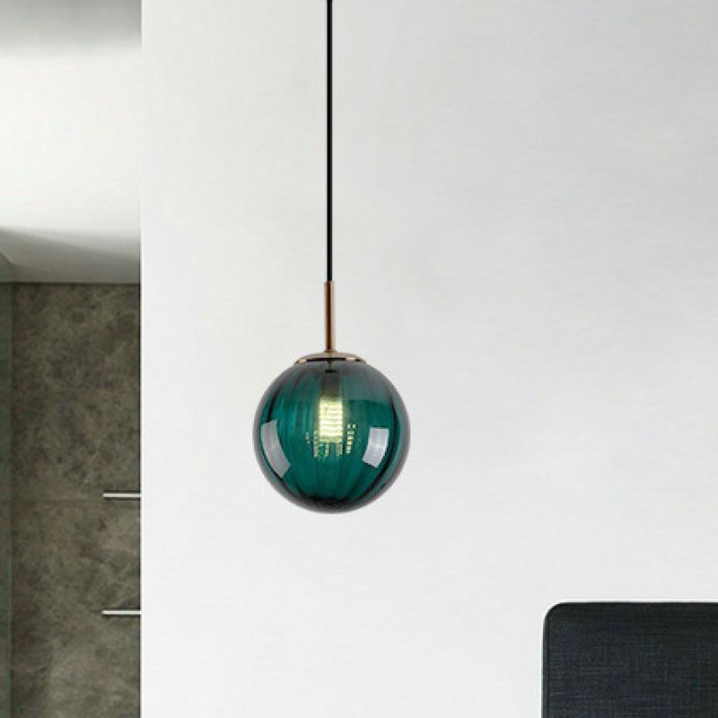 Multi-Color Glass Ball Pendulum Light Contemporary 1 Head Ceiling Pendant over Dining Table