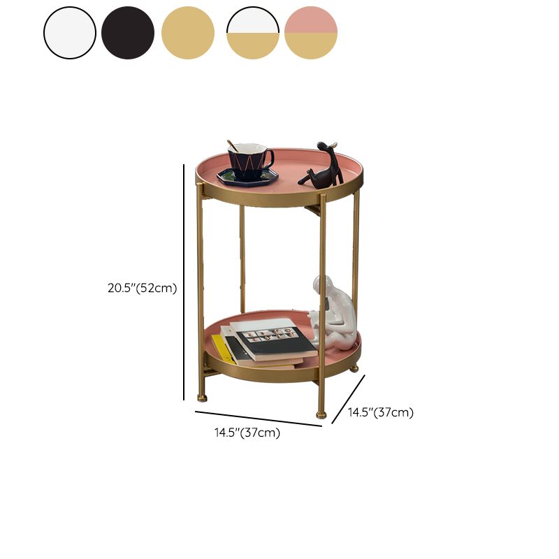Modernistic Style Accent Side Table Round Metal Living Room Corner Table