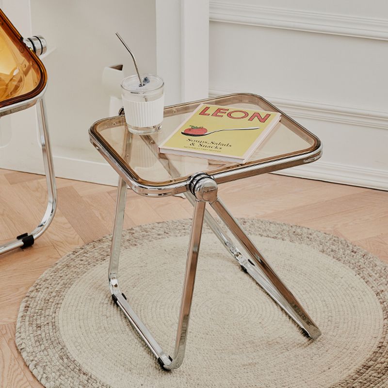 Contemporary Metal X-base End Slide Table Rectangular Side Table
