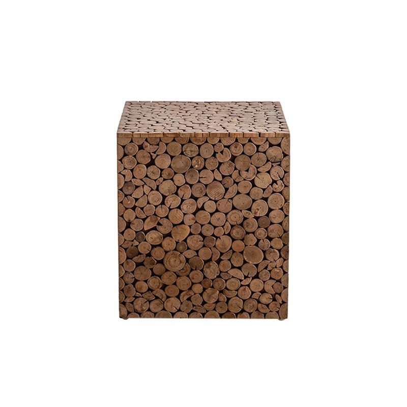 Rustic Solid Wood Side Table Square Distressed Brown Accent Side Table