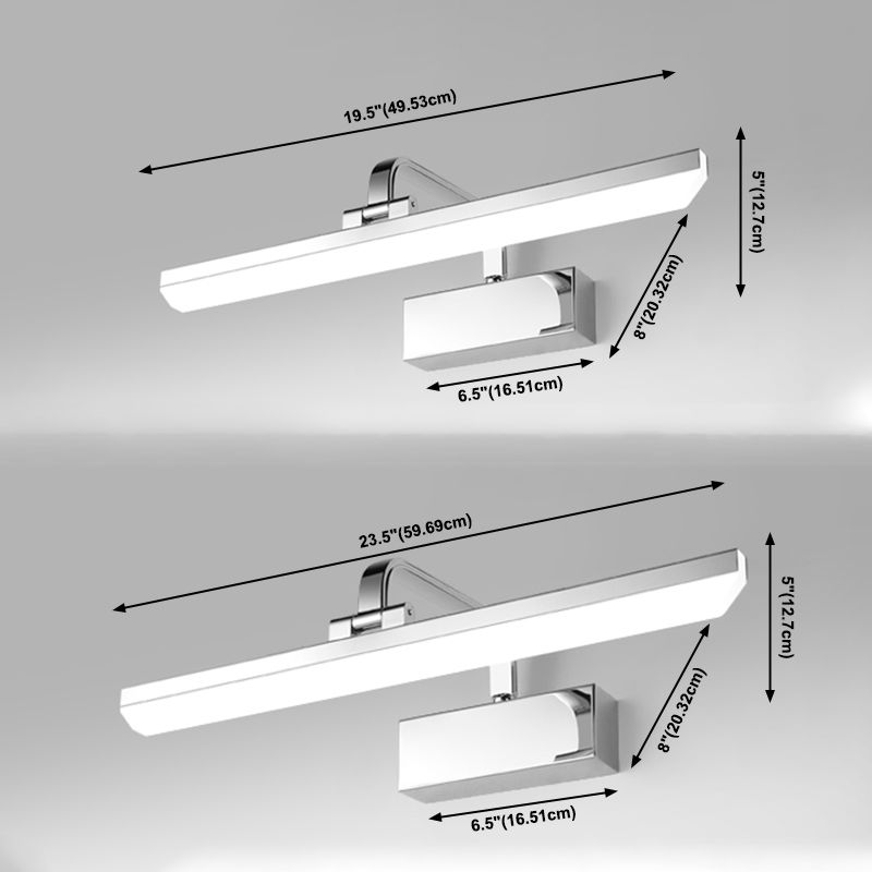 Mirror de miroir linéaire en métal lumières murales modernes 1 montage mural de tête pour les toilettes