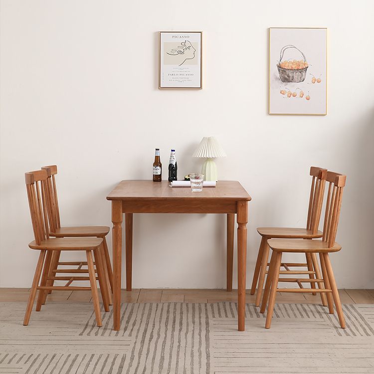 Contemporary Solid Wood Top Dining Room Set Built-in Drawer Design Dining Table Furniture