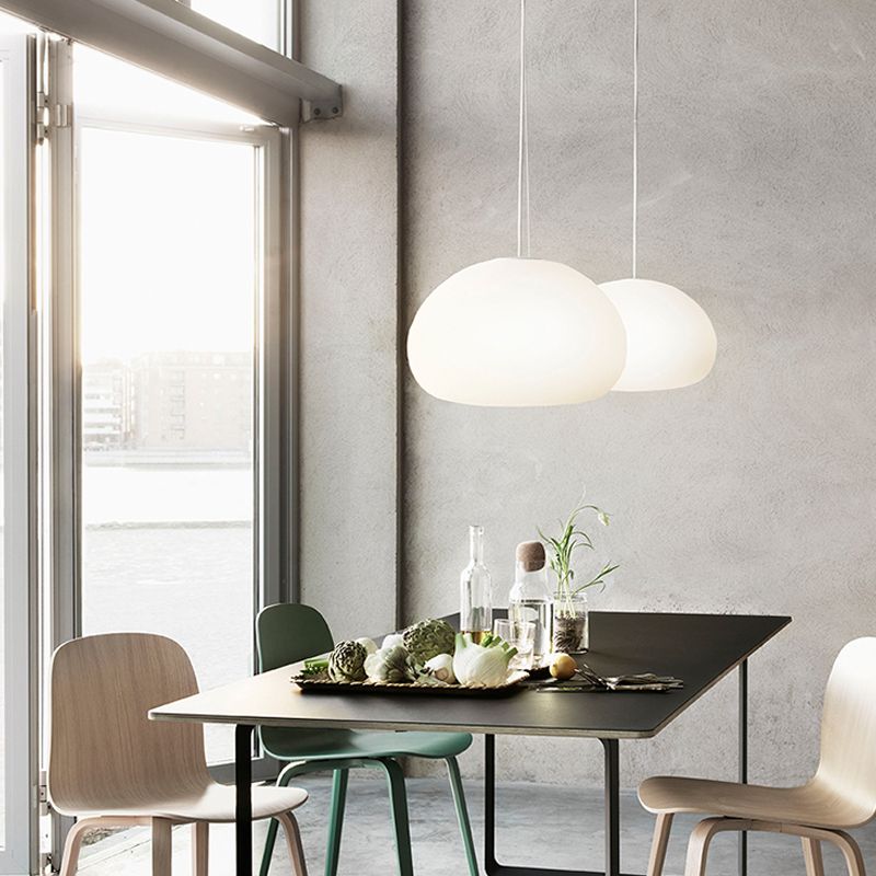 Glass Drop Shade Hanging Lights Modern Style 1 Head Hanging Mount Fixture for Restaurant