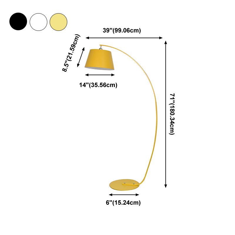 Fishing Rod Metal Floor Lamp Decorative 1-Light Standing Floor Light with Drum Shade