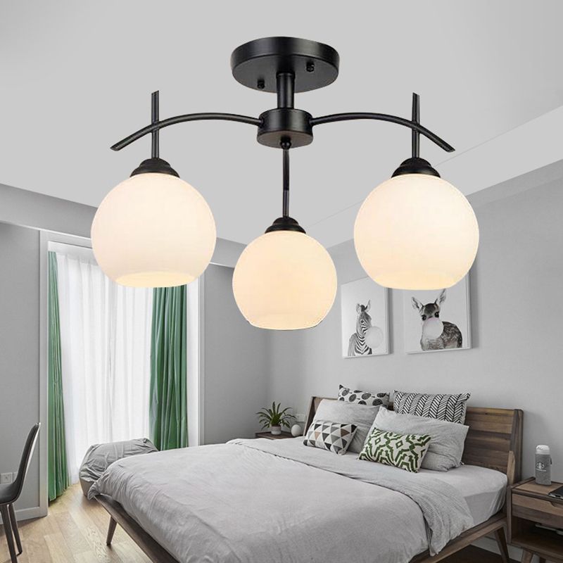 Glass Black Semi Flush Mount Chandelier Global Minimalist Ceiling Mount Chandelier