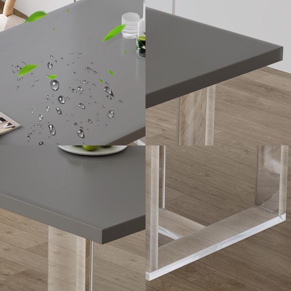 Modern Rectangle Dining Room Table Solid Wood Sled Base Fixed Dining Table