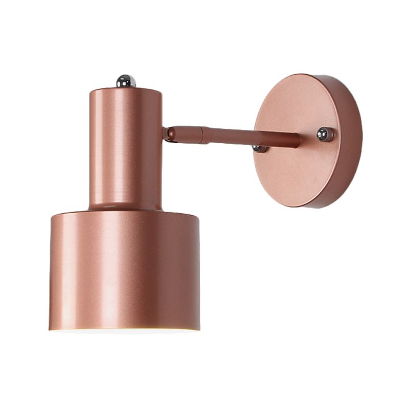 Simplicity 1 Bulb Wall Lighting Gold/Rose Gold Cylinder Wall Light Sconce with Metal Shade for Bedroom