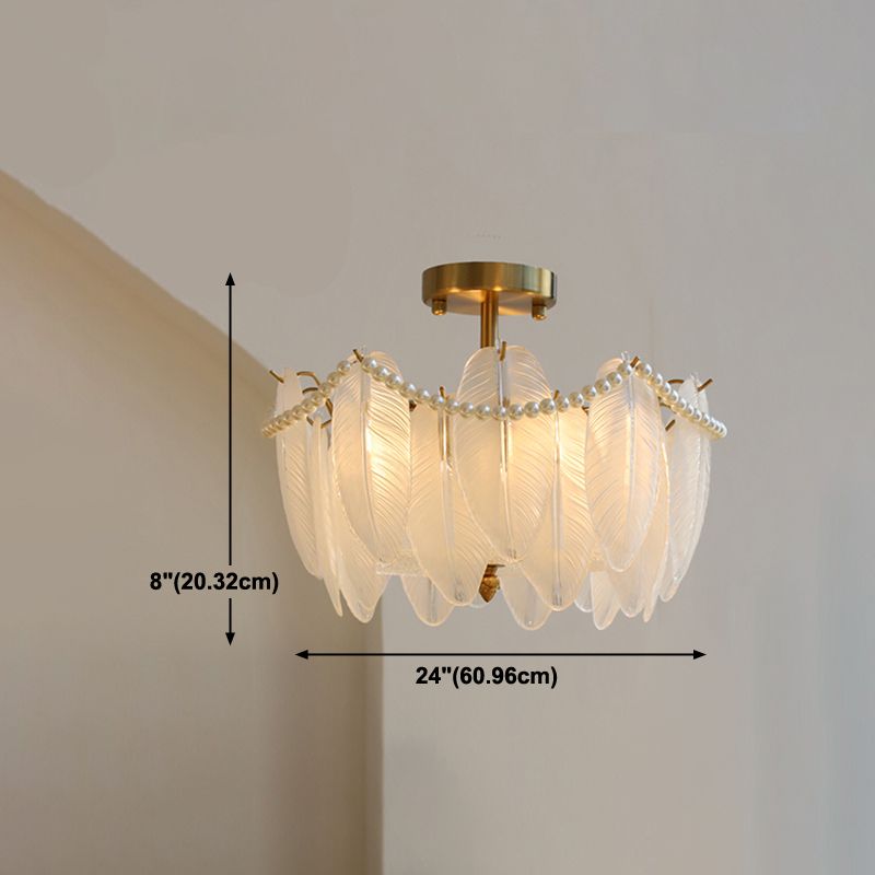 Faire de plumes lampe de plafond support de fer moderne monte à chasse à lampe à lampe en verre pour balcon