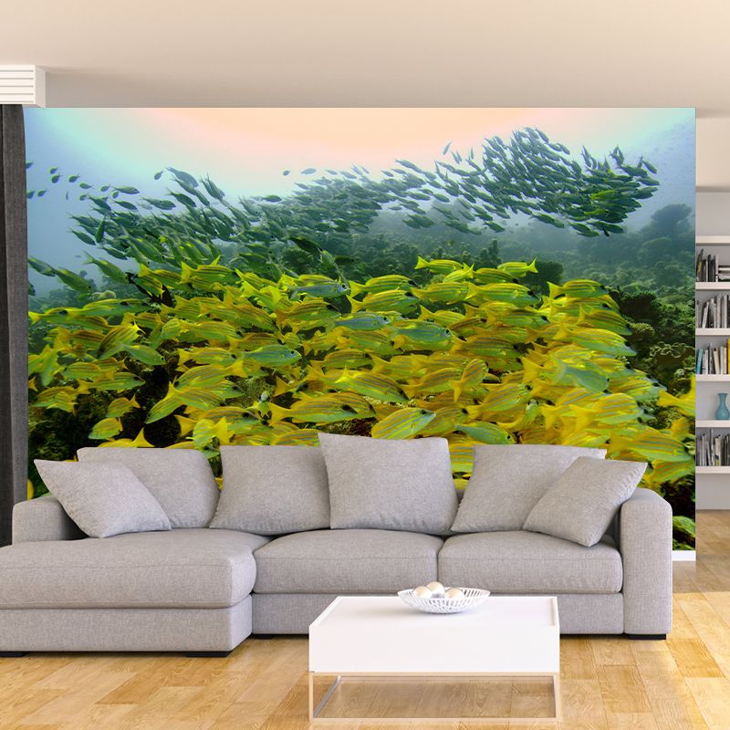 Decorative Wall Mural Fish Patterned Drawing Room Wall Mural