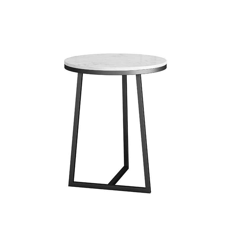Modern Style Marble Top and Iron Work Black/gold Base Side Table