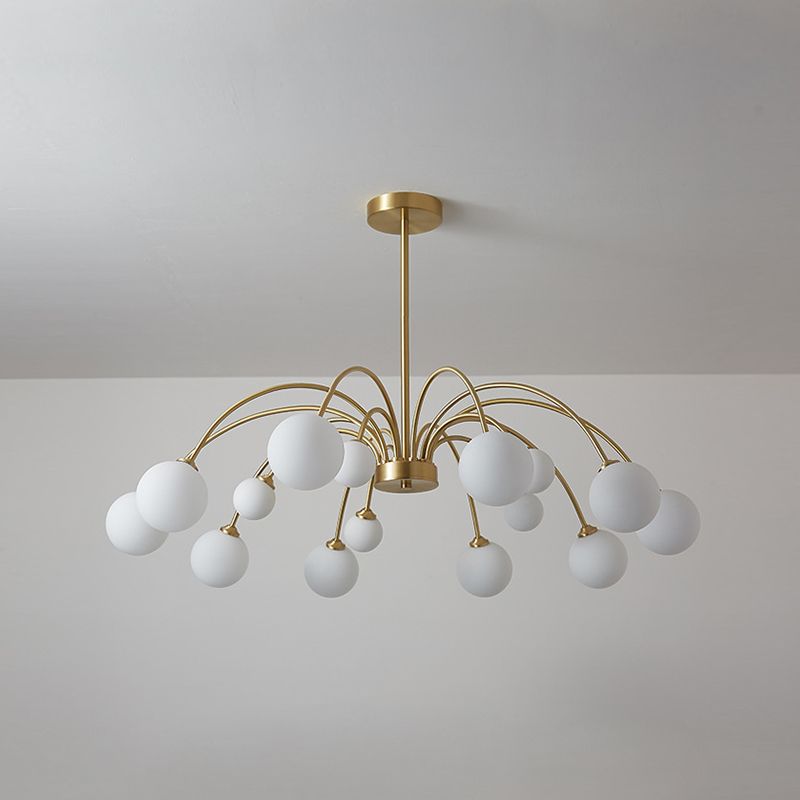 Gold Multi Head Chandelier Light Fixtures Simple Glass Hanging Chandelier for Living Room