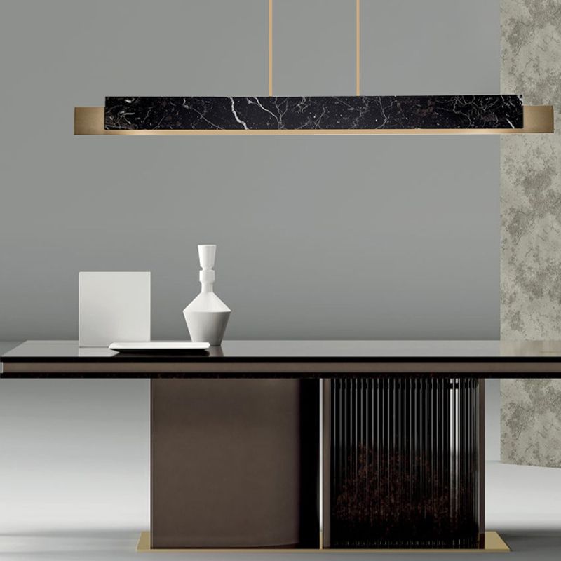 Colgante de la isla recta de latón de la isla de estilo moderno con mármol para el comedor