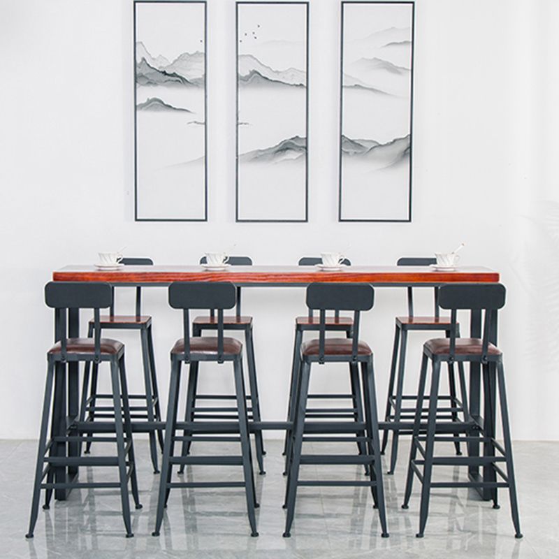 Solid Wood Bar Table Industrial Brown Dining Table for Kitchen Use