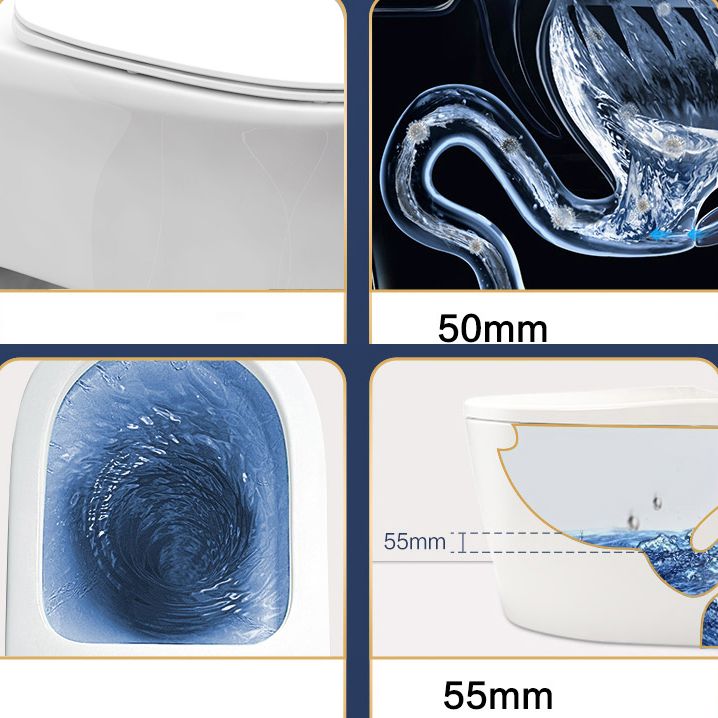 Modern Siphon Jet Toilet Bowl Wall Mount Flush Toilet with Seat for Bathroom