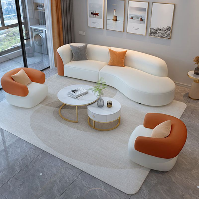 White Durable Sectional Sofas Cushion Solid Wood Sofa for Living Room