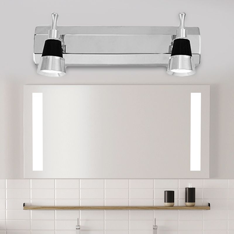 Cono modernista Vanity luce alluminio illuminazione calda/bianca Lampada da parete da bagno a 2/luci in acciaio inossidabile