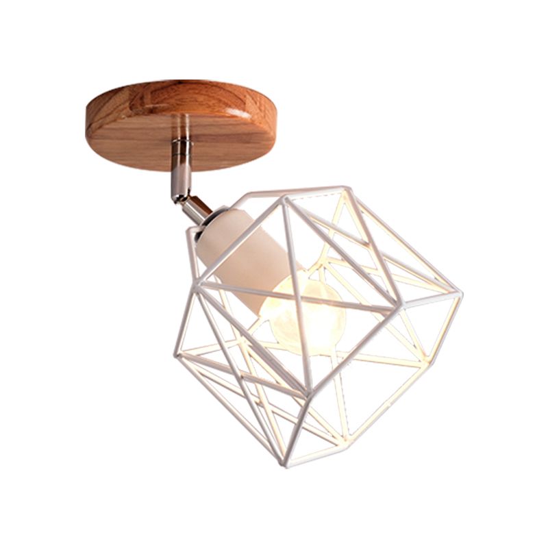 Lámpara de techo hexagonal gris/blanco/rosa/amarillo/azul/verde, lámpara de techo modernista de Metal de 1 cabezal, montaje semiempotrado para dormitorio