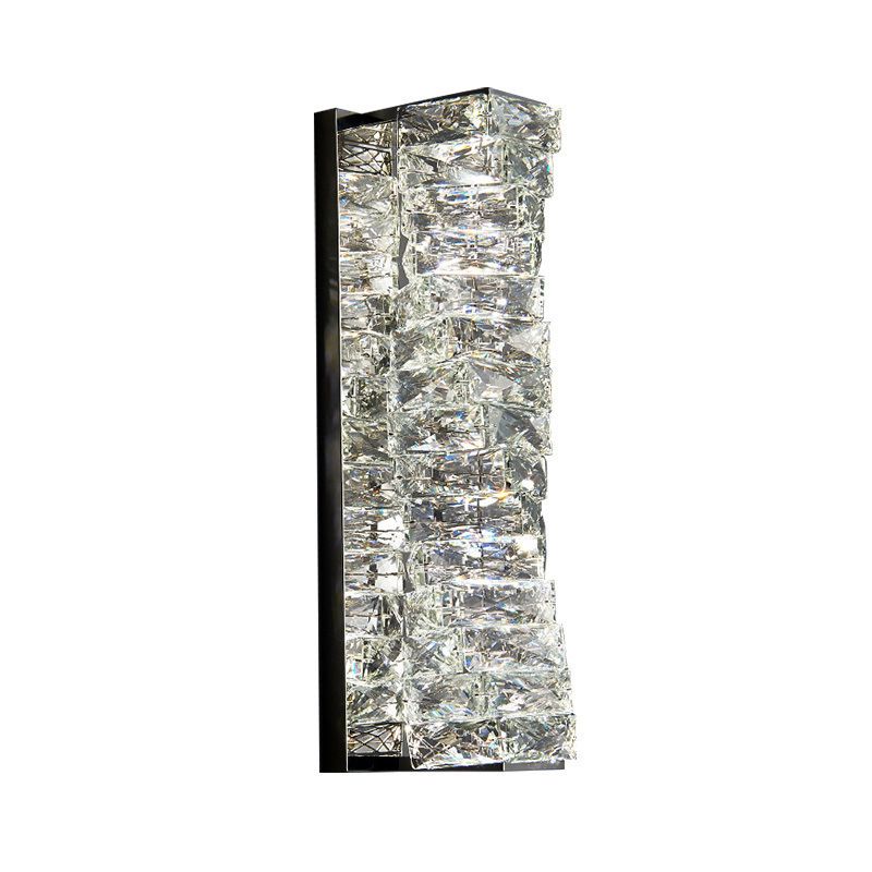 Crystal Wall Mounted Fixture LED Post Modern Wall Light in Chrome & Clear