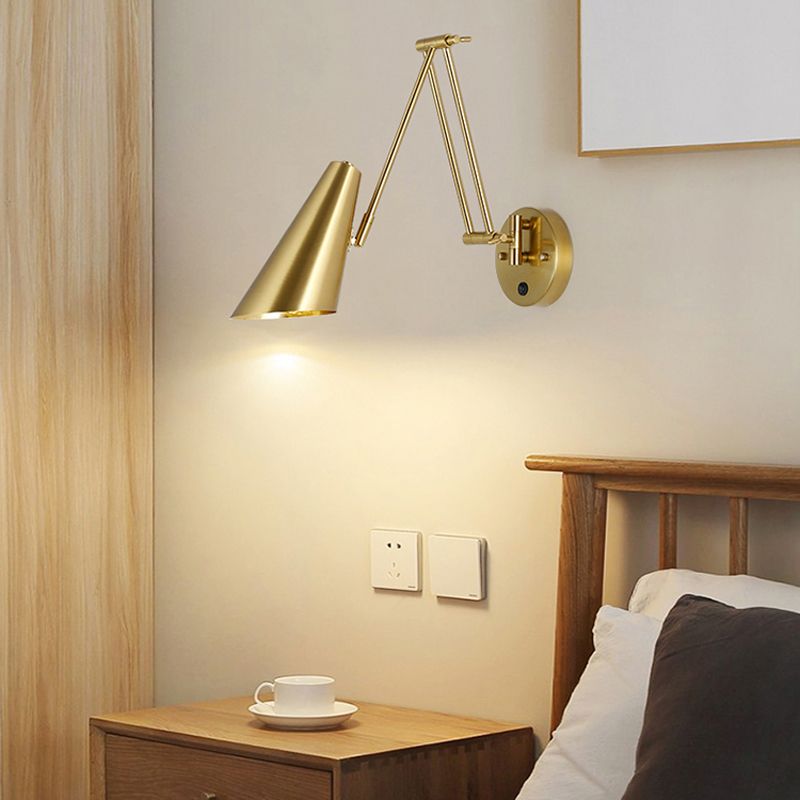 Post-Modern Wall Light Fixture Swing Arm Wall Sconce with Metal for Bedroom