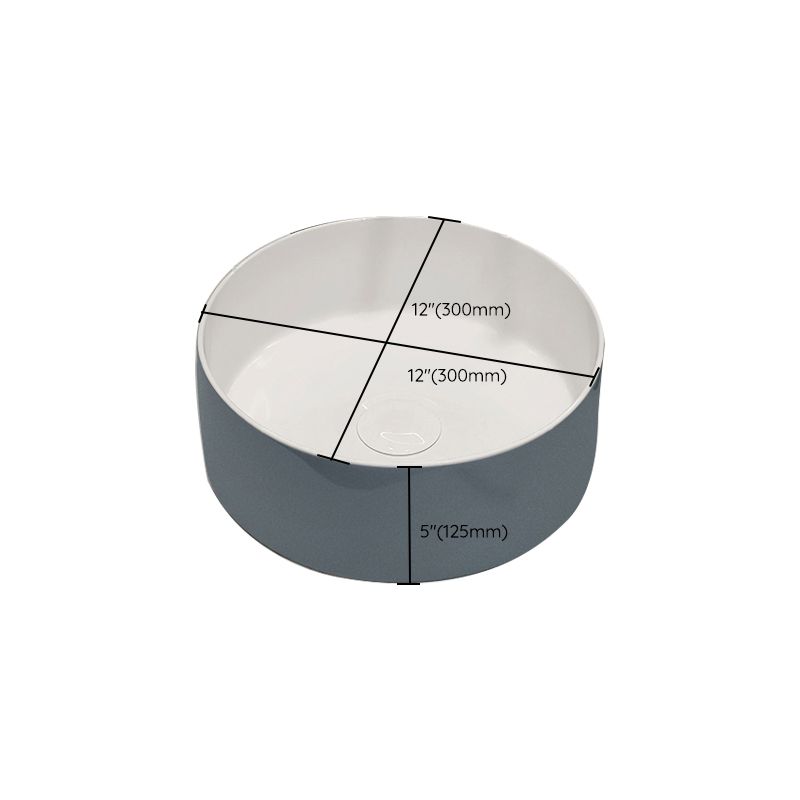 Modern Style Vessel Bathroom Sink Round Ceramic Vessel Bathroom Sink