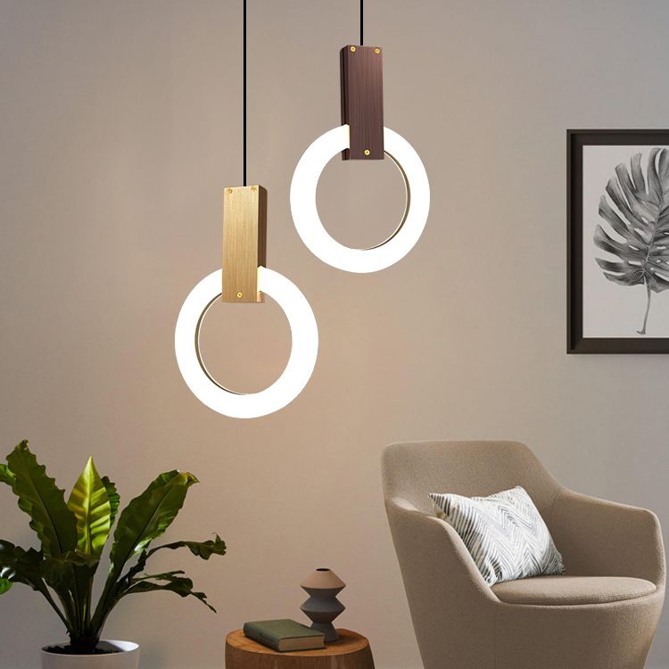 Metal Circle Pendant Light Fixture Modern Style LED Pendant Ceiling Light for Bedroom
