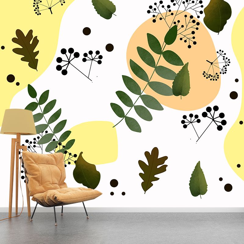 Environmental Tropical Plant Illustration Wallpaper Bedroom Wall Mural