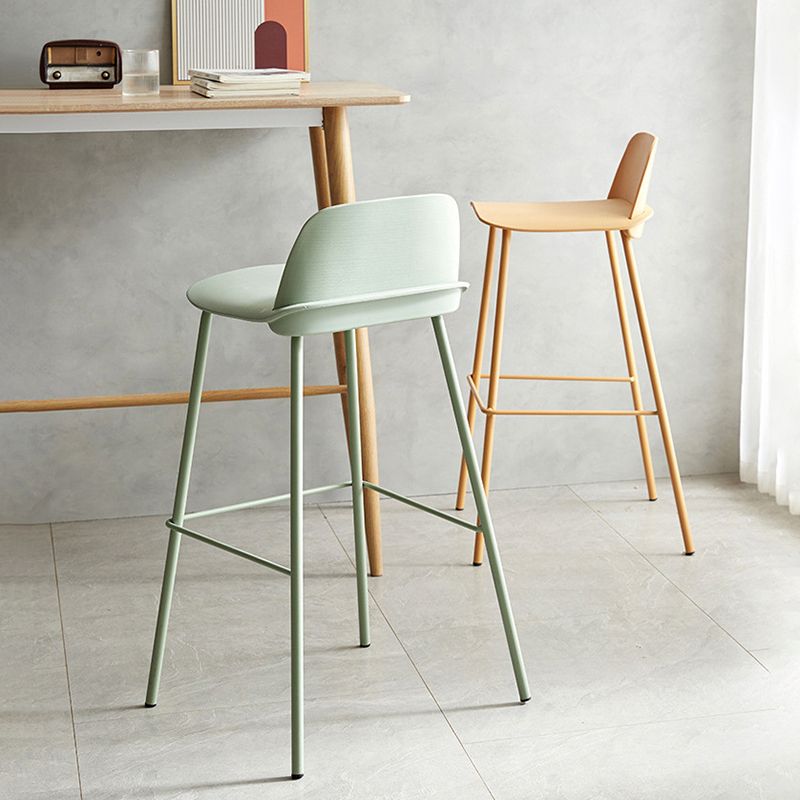 Plastic Stool Contemporary Low Back Bar Height Stool with Metal Legs