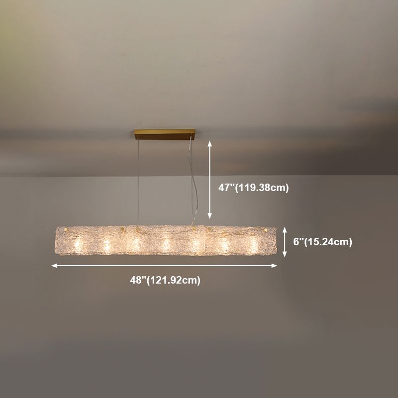 Modern Style Rectangle Hanging Island Lights Glass Pendant Light Fixtures