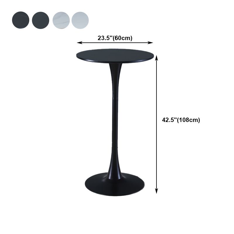 Stone Bar Dining Table Modern Round Bar Table with Pedestal for Dining Room