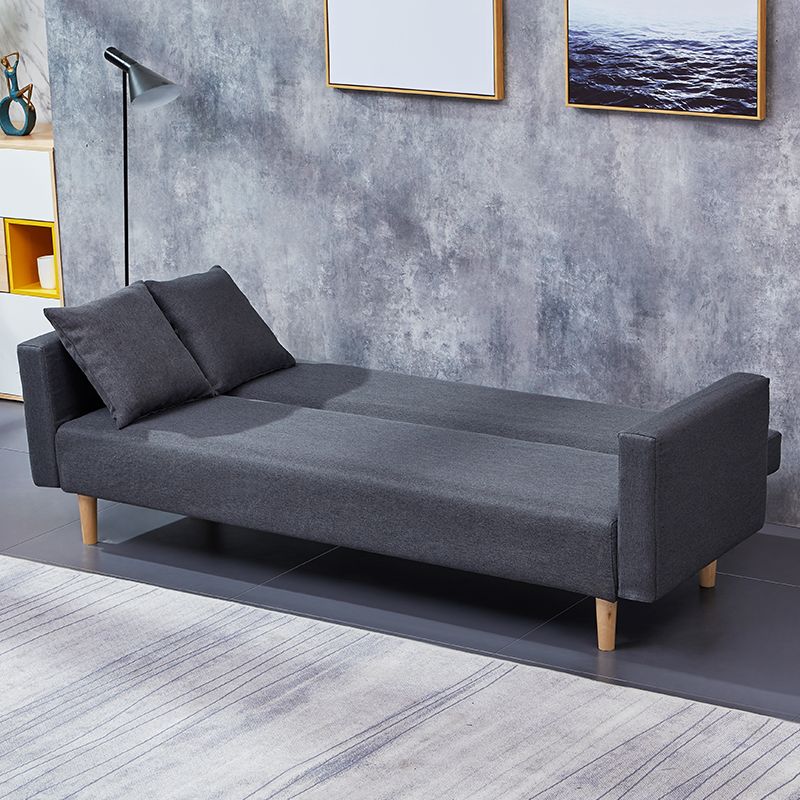 Cotton Blend Loose Back Square Arm Slipcovered Convertible Sofa Bed