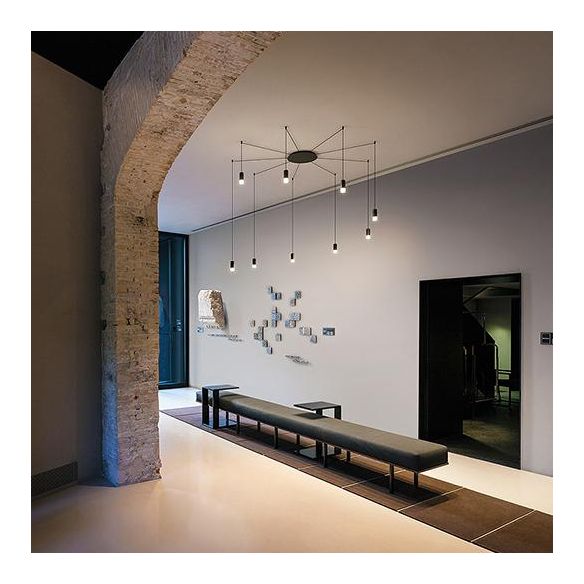 Línea de iluminación colgante de metal contemporáneo 1/3/9 Luz de techo negro ligero Luz de techo negro para sala de estar