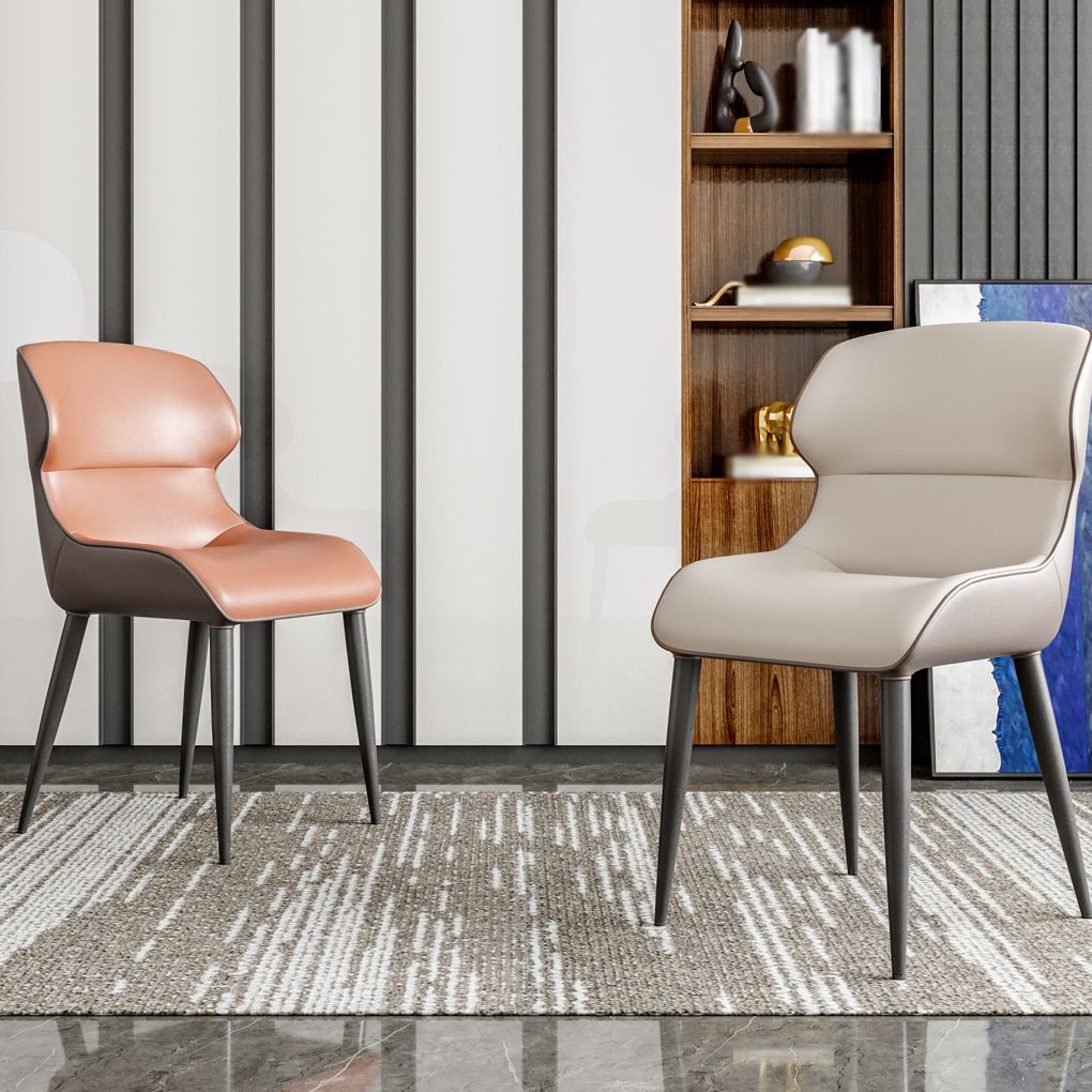 Modern Metal Indoor-Outdoor Chair Dining Room Armless Wingback Side Chair