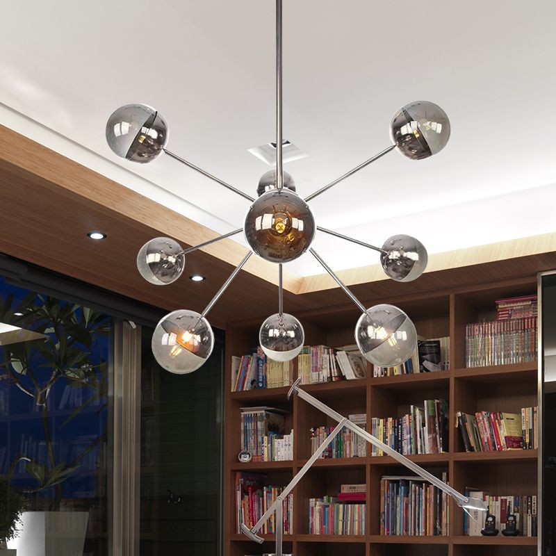 Semi-encastré Globe pour salle à manger, verre blanc/transparent/gris fumée, 9/12/15 lumières, luminaire semi-encastré contemporain en cuivre/chrome/or