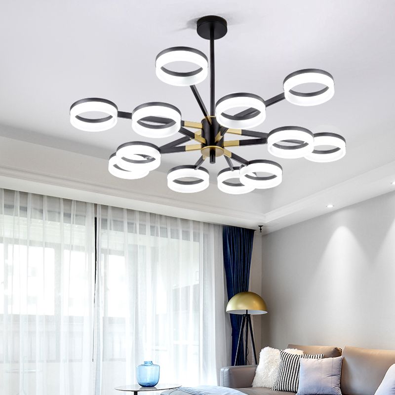 Modern Chandelier Lights Multiple Rings Pendant Lighting Fixtures Metal Chandelier