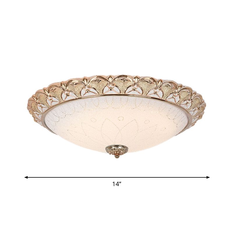 14 "/16" /20 " W Farmhouse Dome Flush Light Fixture Crema Vetro LED Flush Montaggio Lampada in Gold, Warm / White Light