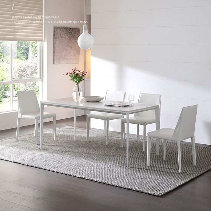 Semplice tavolo da pranzo cucina bianca tavolo da pranzo standard di pietra sinterita con 4 gambe